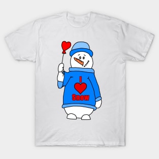 I Love Snow Snowman T-Shirt